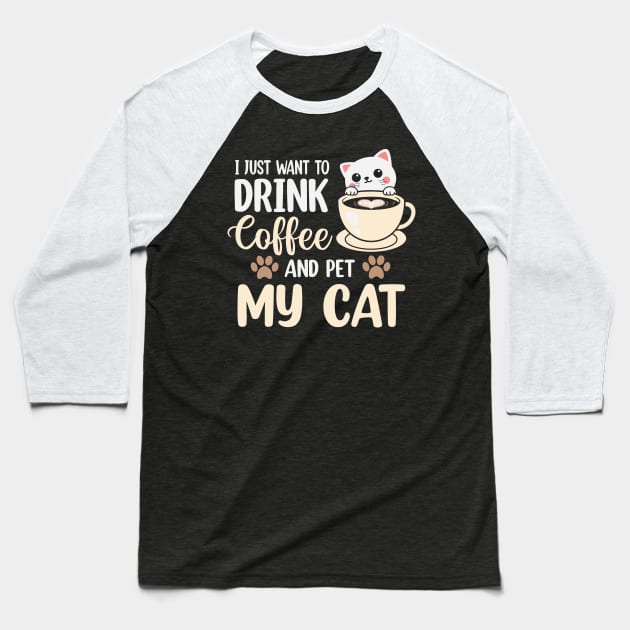 Coffee And Cat Lover Baseball T-Shirt by ryanjaycruz